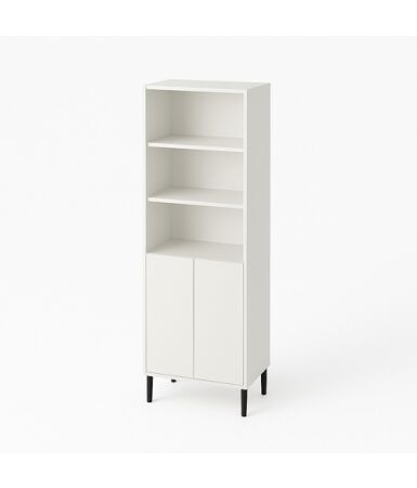 Regał biurowy z podwójnymi frontami wpuszczanymi na dole