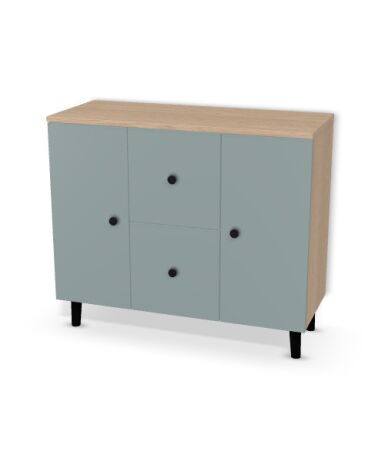 Komoda 3 segmenty: drzwi, szuflady, drzwi