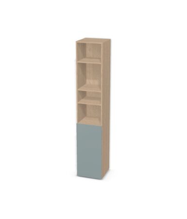 Regał z pojedynczymi drzwiczkami na dole